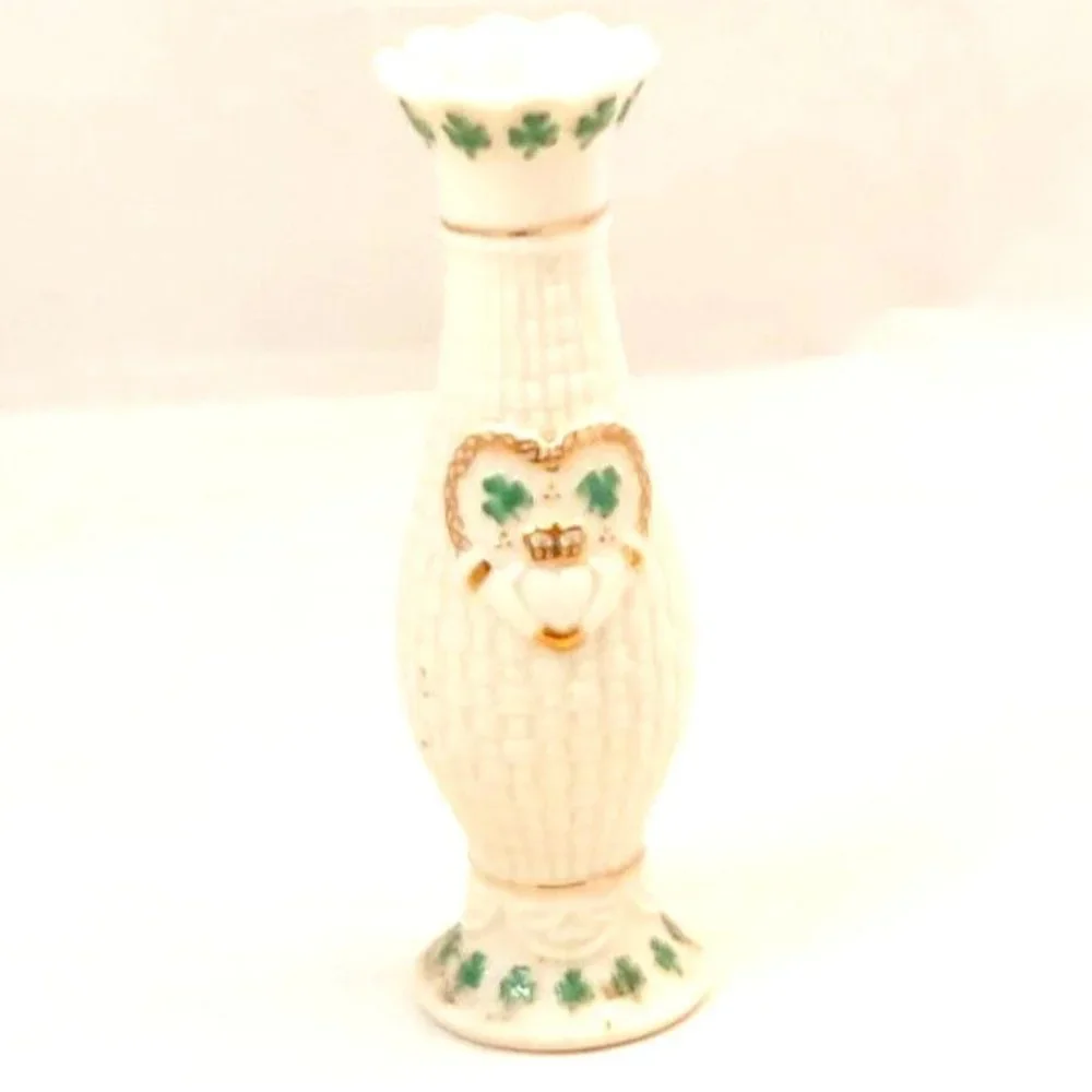 Retired “Irish Rose” Bone China Bud Vase Made for the Danbury Mint 5” tall Heart